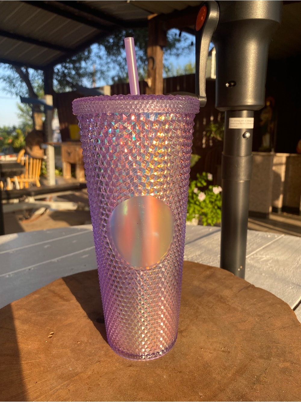 Iridescent Purple Studded Reusable Tumbler with Straw